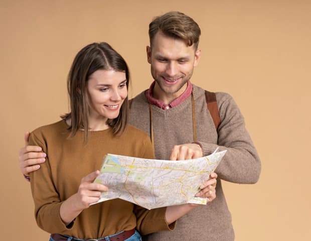 Couple navigating a new city